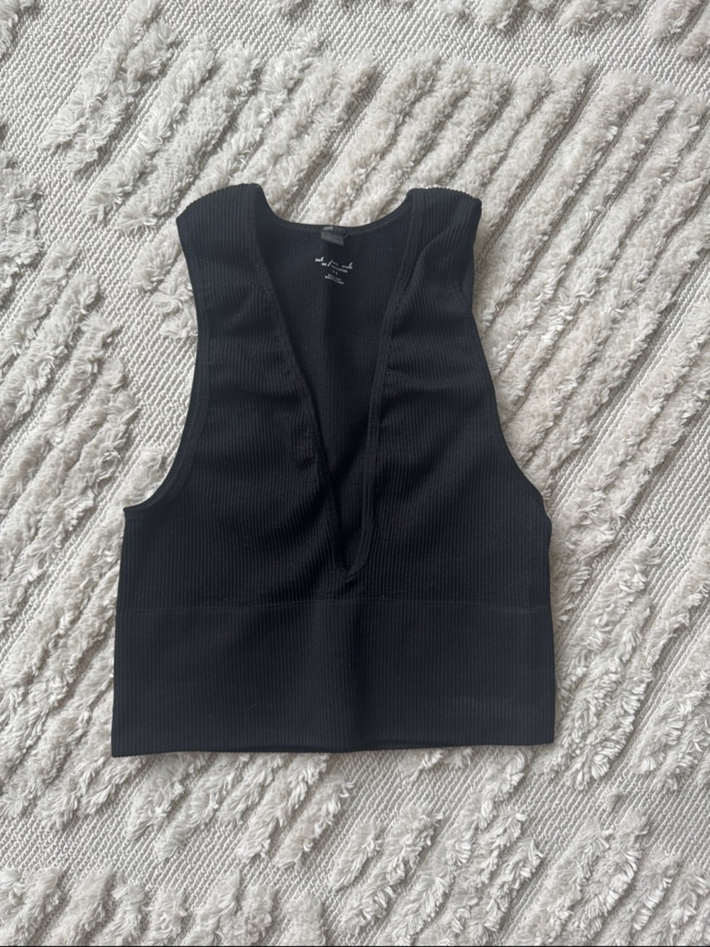 Sleeveless Ribbed Low V-Neck Crop Top
